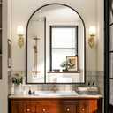 Arch Bathroom Mirror, 26x38 inch Arched Bathroom Mirror/Wall Mounted Vanity Mirror - Arch Metal Frame Wall Mirror for Bathroom Bedroom Living Room, Black