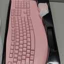 Wireless Keyboard and Mouse Combo, 2.4G Full Size Wave Keys Ergonomic Keyboard with Wrist Rest and 3-Level DPI Adjustable Wireless Ergonomic Mouse for Windows, Mac OS Desktop/Laptop/PC(Pink)