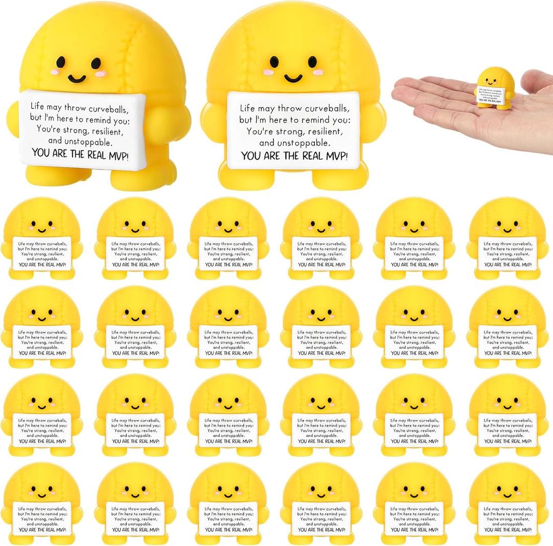 Skylety 24 Pcs Mini Graduation Softball Party Favors Softball Team Gifts Bulk Positive Soft Ball Desktop & Tabletop Decorative Emotional Positive Gift for Team Men Women Birthday Party Favors