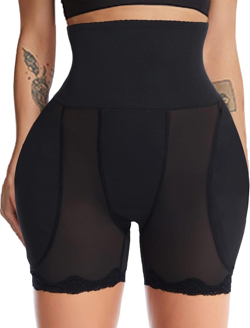 Fake Hip Pads for Women Hip Dip Shapewear Hip Enhancer Butt Pads Shaper Butt Lifter Padded Underwear Tummy Control (XX-Large, Black)