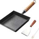 Toutrop 7.5" Cast Iron Omelette Pan, Rectangle Tamagoyaki Egg Roll Pan, Square Cooking Pans for All Stoves (Black)