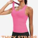 Sports Bra for Women, Wide Straps Racerback Built-in Bra Tank Tops,Gym Yoga Sports Shirts Running Athletic Crop Top (Pink, S)