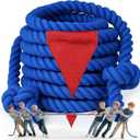 Tug of a War Rope for Kids and Adult, 25FT Tag o War Ropes with Flag for Outdoor, Outside Carnival, Lawn, Field, Team Building Game, Safety Cord for School and Church, Blue
