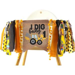 I Love Making High Chair Banner - Construction 1st Birthday Decorations, Construction One Highchair