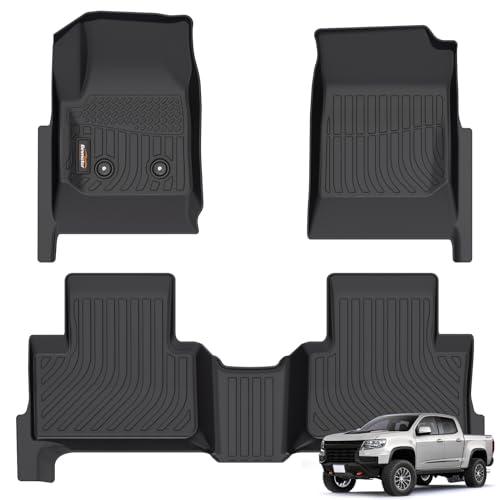 Binmotor-Floor Mats for 2015-2022 Chevy Colorado Crew Cab/GMC Canyon, TPE All Weather Protection Heavy Duty Floor Liners for Chevy Colorado-Black