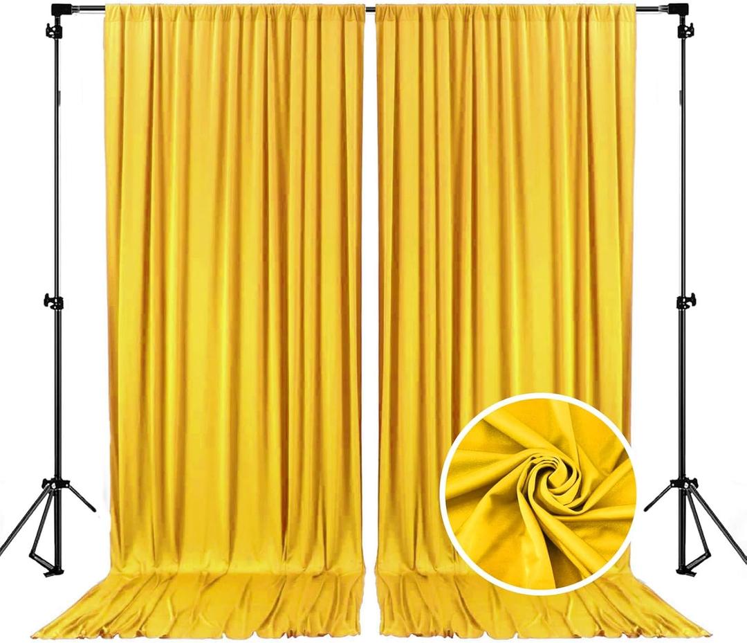 10 x 10 Feet Yellow Backdrop Curtain for Partie, Stain Background Curtains for Photoshoot, Birthday, Wedding, Halloween, Thanksgiving, Christmas, New Year Party Decorations 5Ft x 10Ft, 2 Panels