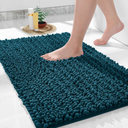 Bathroom Rug Mat 24 x 17, Extra Soft Non Slip Absorbent Water Bath Rug, Quick Dry Machine Washable Chenille Shaggy Shower Mat, Bath Mat for Bathroom Floor, Home Decor, Rustic Turquoise