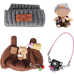 Doll Clothes, 3-Piece Cute Style Set for 5.91"-6.69" Dolls, Premium Doll Outfit with Accessories, Brown Romper + Gray Hat + Small Camera, Just Clothes