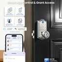 Veise VE018 Smart Knob Handle Lock - Fingerprint, App Control, Keyless Entry for Front Door and Bedroom, Electronic Digital Keypad, Auto Lock, Remote Access Sharing, IP55 Weatherproof, Satin Nickel