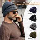 TOP-EX XL/XXL 100% Merino Wool Beanies Hats Men Fleece Lined Winter Knitted Hat Warm Cuffed Beanie (Black, XL)