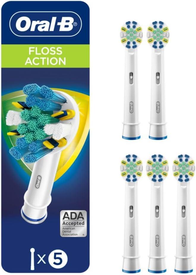 Oral-B Floss Action Electric Toothbrush Replacement Brush Heads Refills, 5 Count (White)