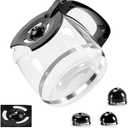 12-Cup Glass Coffee Carafes Replacement Pot 49902 Compatible with Hamilton Beach FlexBrew 12 Cup Coffee Carafe Maker 49904, 49915, 49905, 1 Pcs Carafe+3 Buckles