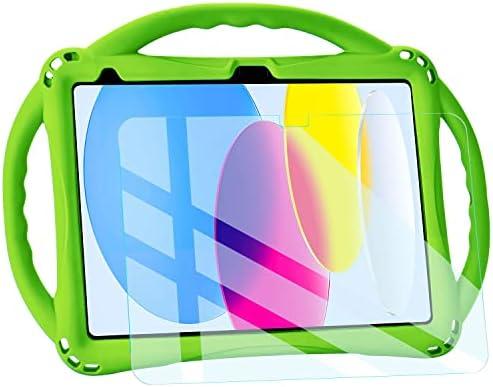 TopEsct Kids Case for iPad (A16) 11th Gen 11" 2025, iPad 10th Gen 10.9" 2022 with Tempered Glass Screen Protector, Silicone Shockproof Case Comes with Strap (Green)