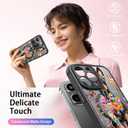 FUNMIKO for iPhone 15 Pro Max Case Wireless Charging & Military-Grade Protection - Cute Floral Design for Women Girls, Non-Slip Matte Cover with Shockproof Corners - Vibrant Doberman