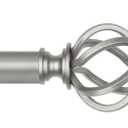 Antique Silver Curtain Rod 32 to 58 Inch (2.6-4.8 ft), USFOOK 7/8 Curtain Rods for Windows 20 to 54 Inch, Telescoping Splicing Drapery Rods with Twisted Cage Finials