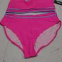 BMJL Women's High Waisted Bikini Sets Sporty Two Piece Swimsuits Color Block Cheeky High Cut Bathing Suits (X-Large, Hot Pink011)