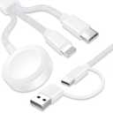 Upgraded 3 in 2 USB C Cable for Apple Watch Charger (4FT/1.2M) Travel USBC Multi Fast Charging Cord Compatible with iWatch Ultra 2/SE 2/10/9/8/7-1, iPhone 16 Pro Max Plus/15/14/13/12/11, iPad, AirPods