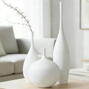 DecoVlog White Ceramic Vase Set of 1, Modern Boho Vases for Centerpiece Decor, Matte Minimalist Decorative White Vases Home Decor, for Living Room, Bookshelf, and Entryway Table Decor