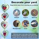 12 Pcs Heart Wind Spinners Colorful: Outdoor Garden Decor Metal Yard Lawn Ornaments with 360 Degree Swivel Hook, Reflective Bird Device Deterrent to Keep Birds Away from Porch Yard Patio Parking