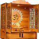 Wooden Pooja Temple for Home Pooja Office Puja Mandir Diwali Gift Iten Religious Item with LED Light and Wall Mounts Pooja Mandir for Home (H-21, L-16, B-10 inch)
