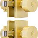 Gold Door Knobs Interior Privacy, Zinc-Alloy Interior Door Knobs, Heavy Duty Brushed Gold Door Knob for Bedroom, Bathroom, 2 Pack