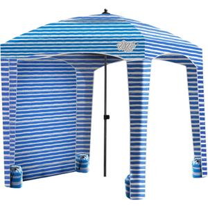 Qipi Beach Cabana - Easy to Set Up Canopy, Waterproof, Portable 6' x 6' Beach Shelter, Included Side Wall, Shade with UPF 50+ UV Protection, Ultimate Sun Umbrella - for Kids, Family & Friends (Siesta Beach)