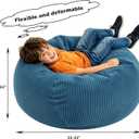 LPMOERA Bean Bag Chairs for Kids/Teen with Memory Foam Filling Bean Bag Sofa with Soft Corduroy Fabric BeanBag Chair for Living Room Bedroom College Dorm Reading Chair Blue