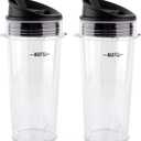 Anbige Replacement Parts for Ninja Blender, 16oz Cup with Lid Compatible with Ninja BL770 BL660 BL810 QB3000 All Pro 4 Tab Blenders (2 cups + 2 sip&seal lids)