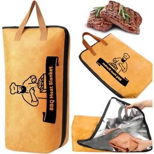 BBQ Blanket for Resting Meat, Reusable Smoker Meat Resting Blanket, Smoker Grilling Brisket Meat Insulated Resting Bag with Wide Mouth for Large Brisket/Turkey(BBQ Blanket 21in)