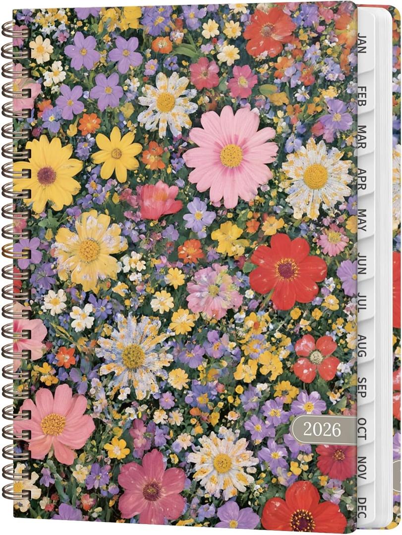 2026 Planner, Weekly and Monthly Calendar Planner Book, Jan 2026 - Dec 2026, Planning Agenda for Desk Accessories and School Supplies - A5 (6.3'' x 8.5'') (Flower Field)