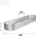 Land Guard 8ft Galvanized Raised Garden Bed Kit, Raised Garden Boxes Outdoor, Oval Metal Raised Garden Beds for Vegetables, Silver,108 Gallon Capacity(with 10 Connecting rods), 8x2x1ft