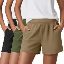 Huukeay 3 Pack Women's Sweat Shorts, Casual Summer Elastic High Waist Athletic Short Lounge Comfy Gym Sweatshorts with Pocket, Medium