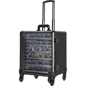 Miniatures Storage Case Miniatures Transport Case Aluminum Alloy Frame Display Case with Lock and Trolley (Large Size)