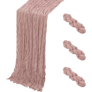 3 Pack Dusty Pink Cheesecloth Table Runner, Size 112x16 inches, Gauze Cheese Cloth Table Runner Rustic Sheer Runner for Wedding Birthday Party Baby Shower Table Decor (Dusty Pink)