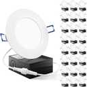 Sunco Lighting 24 Pack 4 Inch Ultra Thin LED Recessed Ceiling Lights Slim, 5000K Daylight, Dimmable 10W=60W, 650 LM, Damp Rated, Canless Wafer Thin with Junction Box - ETL & Energy Star.