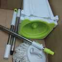 Masthome Small Spin Mop,Mop and Bucket Set,Microfiber Spin Mops with Bucket Detachable |Easy to Store|Adjustable Stainless Handle|3 Microfiber Heads|Mop and Bucket with Wringer Set for Home (White+green)