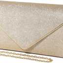 Clutch Purses For Women Evening Bags Shining Envelope Handbags Shoulder Crossbody bag for Women Wedding Party Prom (Champagne 1517)