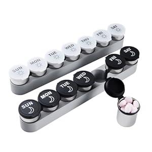 Weekly Stainless Steel Pill Organizer 7 Day, Magnetic Refrigerator Mountable Pill Box Case with Silicone-Sealed Lid for Travel, Waterproof Medicine Container, Portable Daily Pill Holder 