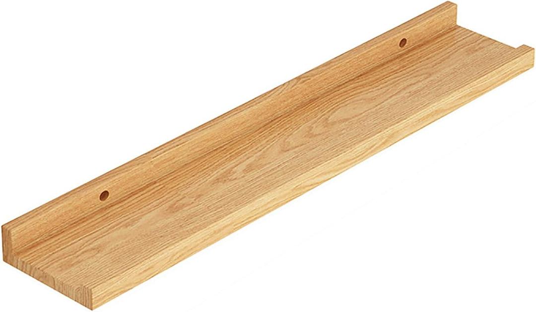 Long Floating Shelves Wall - Thick Solid Wood Shelves with High Load Bearing Capacity, Rustic and Handcrafted for Living Room, Kitchen, Laundry (Yellow 35"x6")