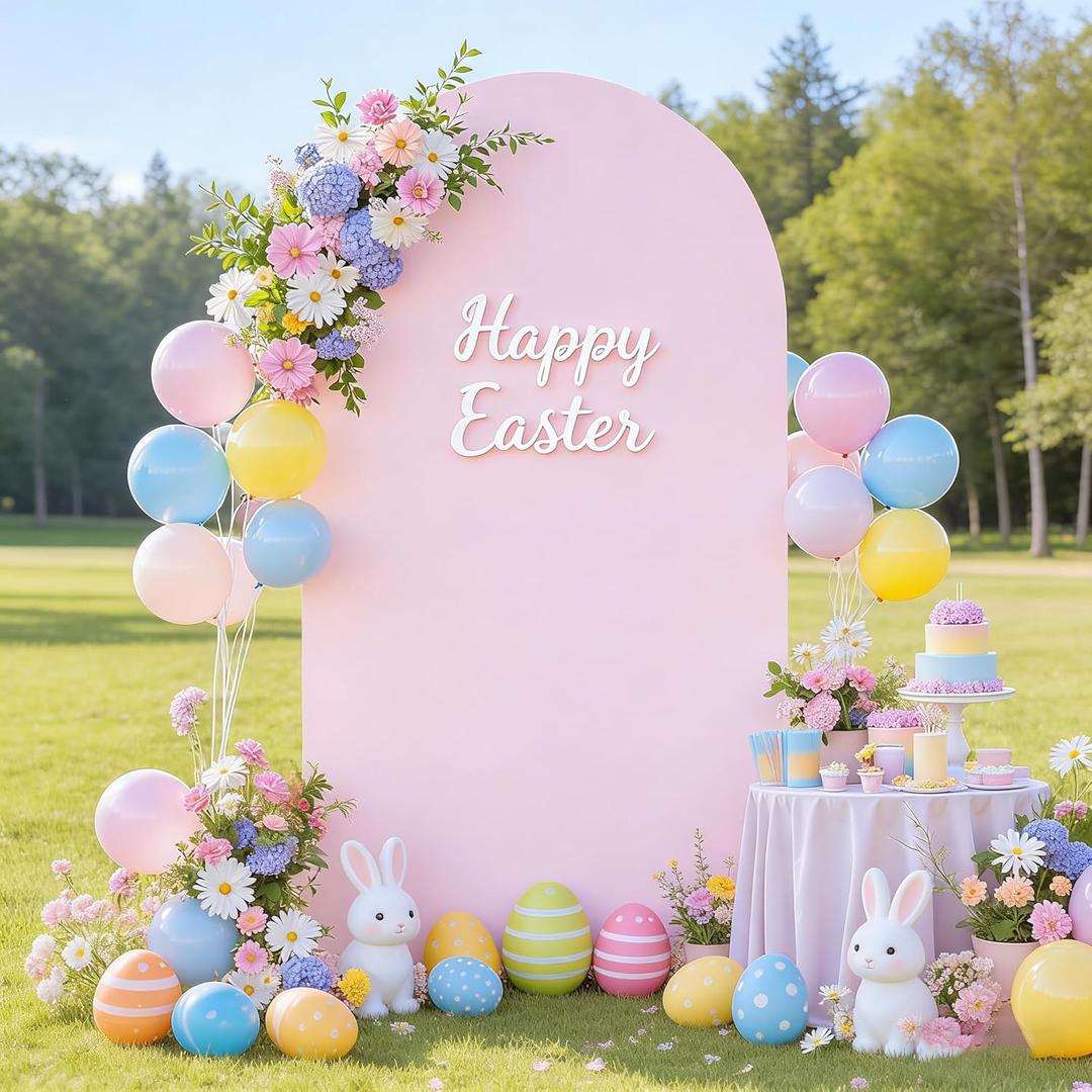 6FT Pink Arch Backdrop Cover Spandex Fitted Arch Covers Stretchy Backdrop Round Top Chiara Backdrop for Easter Birthday Party Baby Shower Ceremony Anniversary Decoration