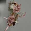 Blush Pink Wrist Corsage Wristlet and Boutonniere Set for Wedding Bridesmaid Mother Grandmother for Bridal Shower Wedding Artificial Roses Flower Prom