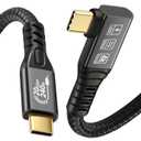 USB C 3.2 Gen2x2 20Gbps Cable, 90Degree USB C 4K@60Hz UHD Video 5A/240W PD3.1 Fast Charge Cord with E-Marker Compatible with Thunderbolt 3/4