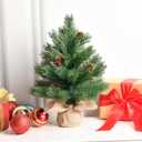 1FT Unlit Artificial Holiday Christmas Tree No Lights, Hinged Spruce Branch Tips for Home, Office, Party Decoration No Prelit Foldable Base (11in)