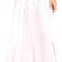 Sakkas Olivia Womens Maxi Bohemian Gypsy Long Skirt with Elastic Waist and Lace, One Size, White