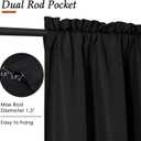 Black Kitchen Curtains 30 Inch Length 2 Panels Set, Soft Fabric Faux Linen Farmhouse Short Cafe Curtains for Small Half Window Bathroom Basement Camper, Dual Rod Pocket, 2x30Wx30L Inches