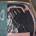 Quiln02 Leather Seat Cover 5 Seat Full, Universal Suitable for Most Cars, SUVs, Pickup Trucks, Airbag Compatible Car Seat Cushion Covers (Black and Pink)