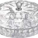 ZOOFOX Snack Serving Tray, 12" Appetizer Tray with Lid, 6 Compartments Round Plastic Food Storage Organizer for Dried Fruits, Nuts, Candies, Sweet Cookies and Fruits (Clear)
