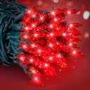 Christmas Lights Indoor Outdoor, 2PACK 13FT 50-count Lights Incandescent Mini Halloween String Light, 120V UL Certified Green Wire Lights for Xmas Tree, Patio, Holiday, Party, Home, Garden Decor, Red