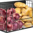 Magnetic Shelf for Fridge , Fruit Potato & Onion Storage Bins, Pantry Organizers & Storage, Large Container Magnetic Basket for Refrigerator, Kitchen Counter, Cabinet, Magnetic Fridge Organizer (1, Black)