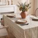 Horaldaily Light Coffee Cotton Blend Tablecloth 6084 Inch Rectangular, Farmhouse Style, Wrinkle Resistant Washable Table Cloth, Hemstitched Embroidery Table Cover for Home
